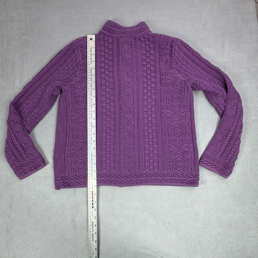L.L. Bean Purple Cable-Knit Button-Front Cardigan - Picture 6 of 10